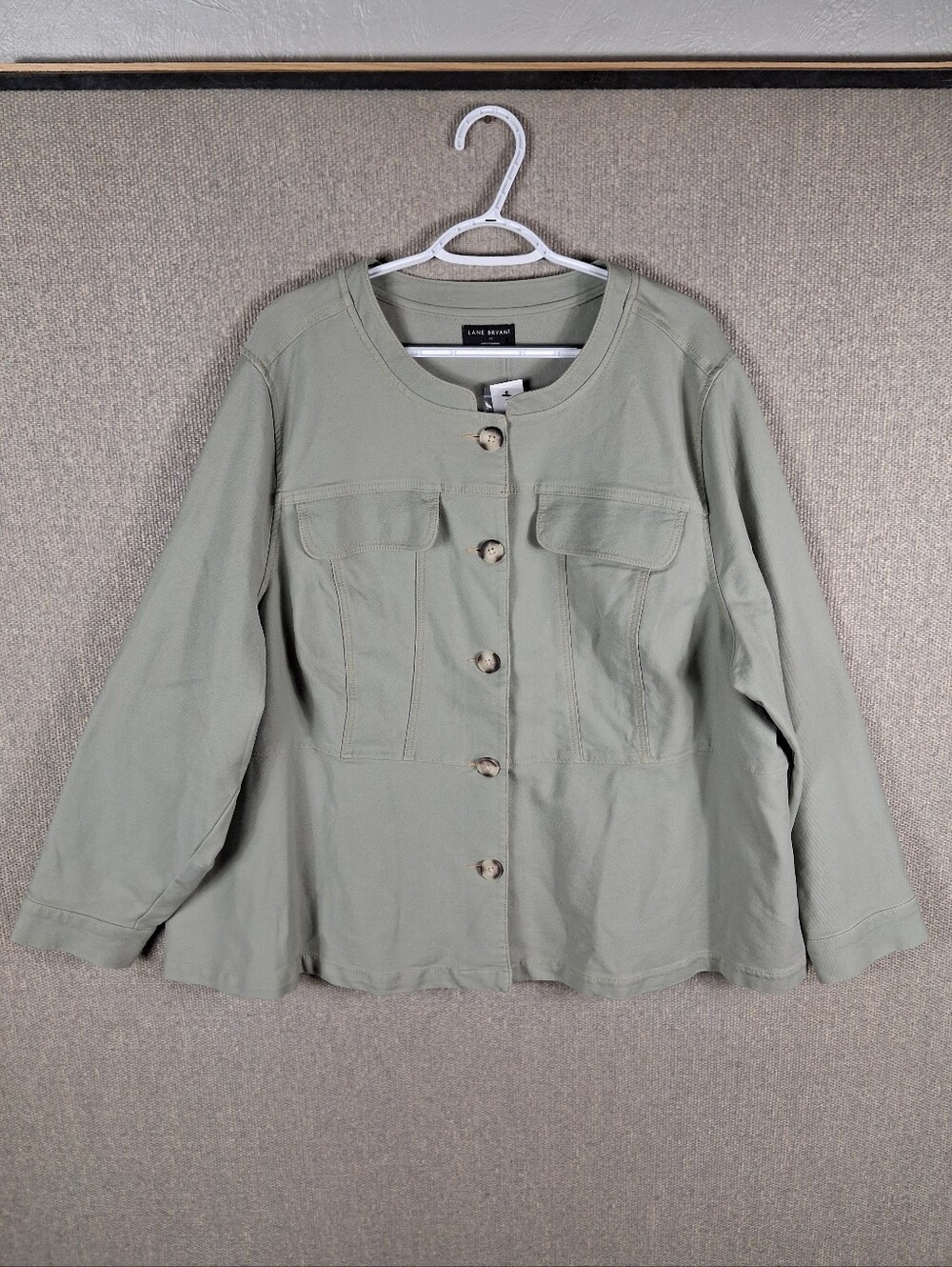 Lane Bryant Utility Jacket Womens Size 22 Sage Green Button Front Casual Travel
